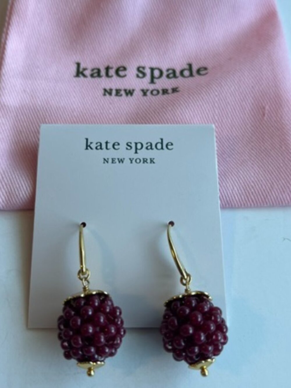 Kate Spade Very Berry earrings.